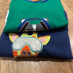 Mini Boden Green and Navy Long Sleeve Tees
